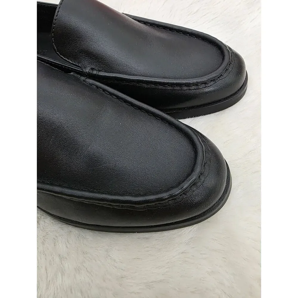 Everlane The Modern Classic Black Leather Slip On Loafers Stacked Heel Size 7.5